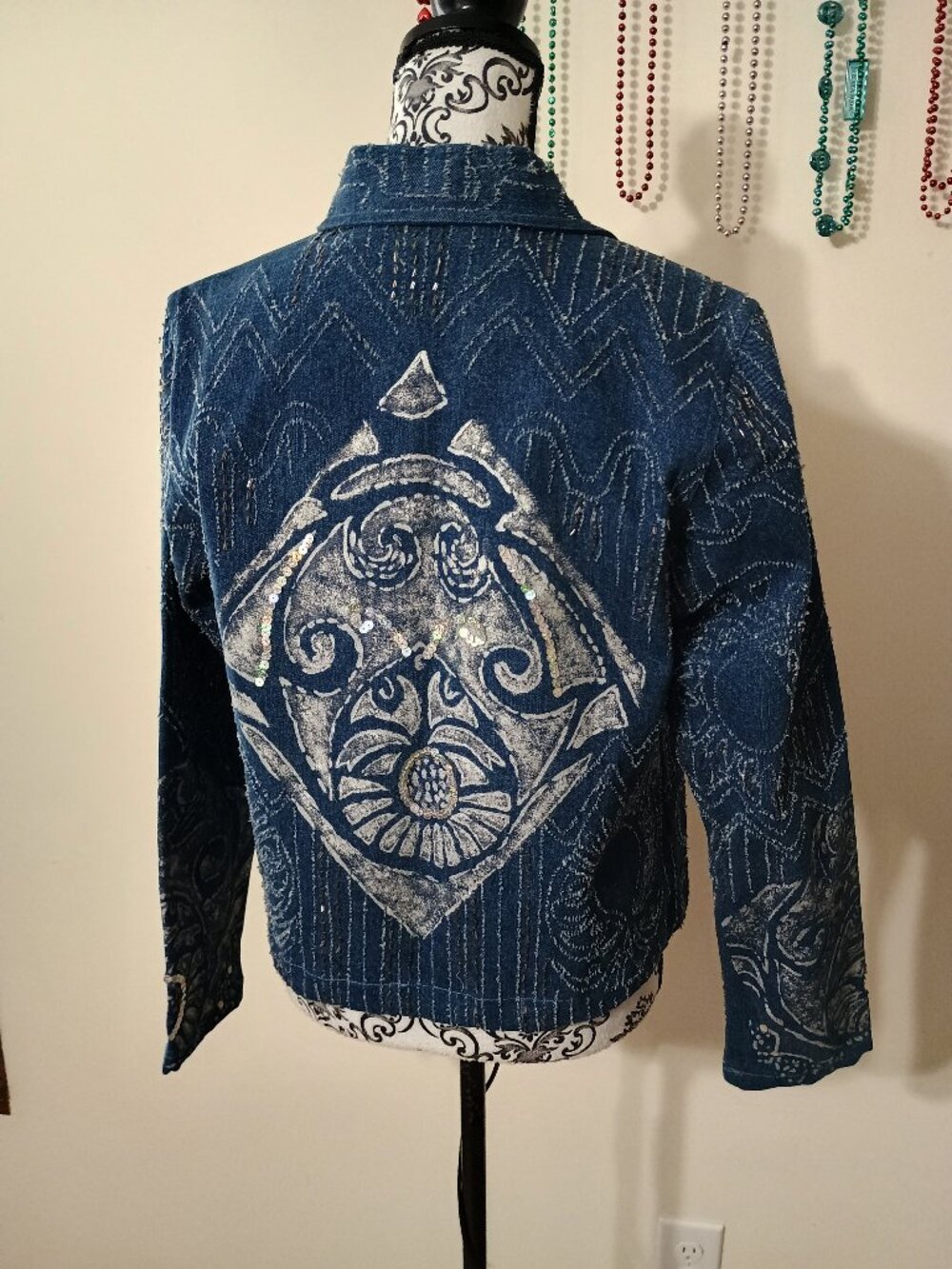 Sandy Starkman Textured Embellished Jean Jacket Small - Picture 4 of 15